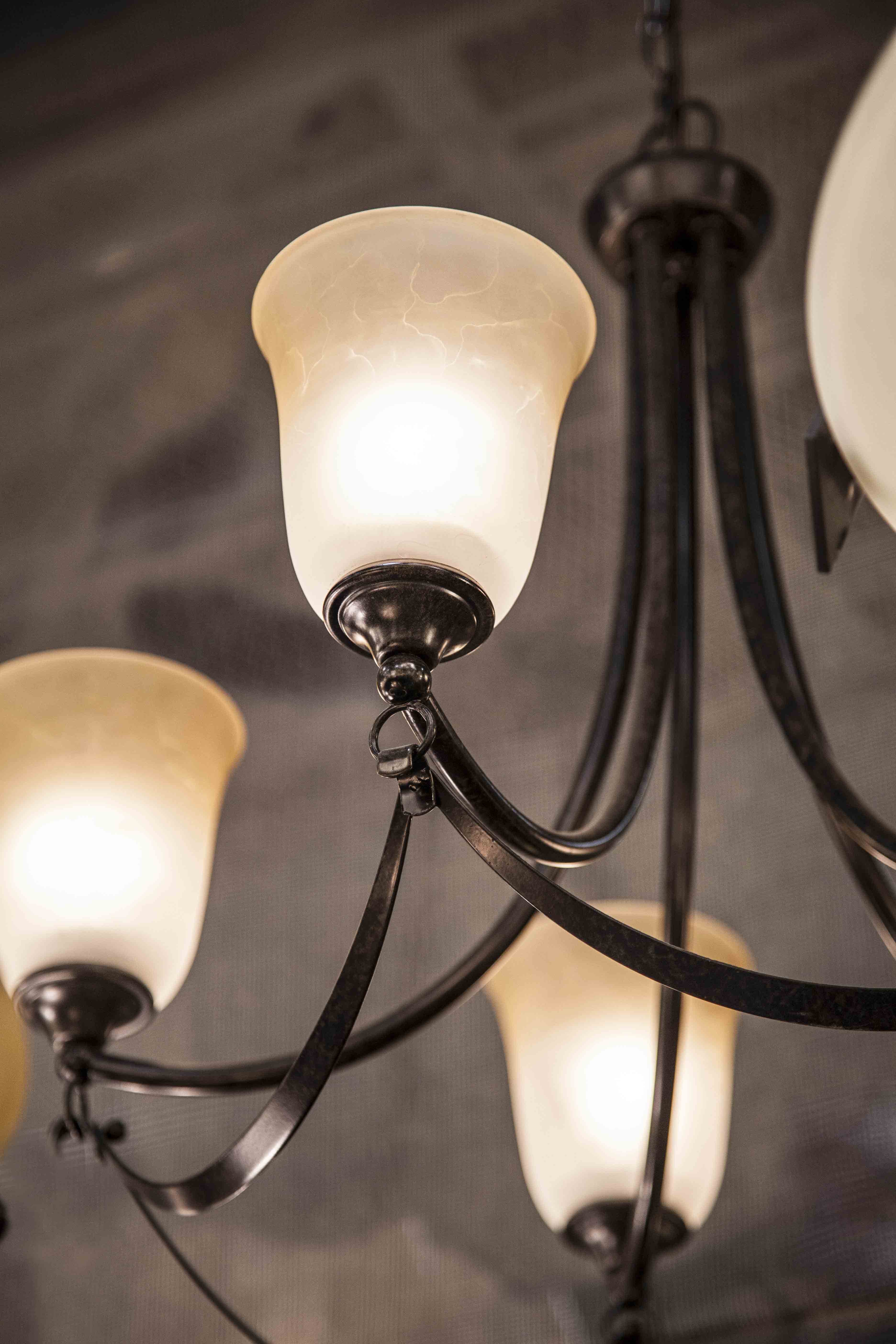 metal-framed kitchen chandelier with glass sconce lights